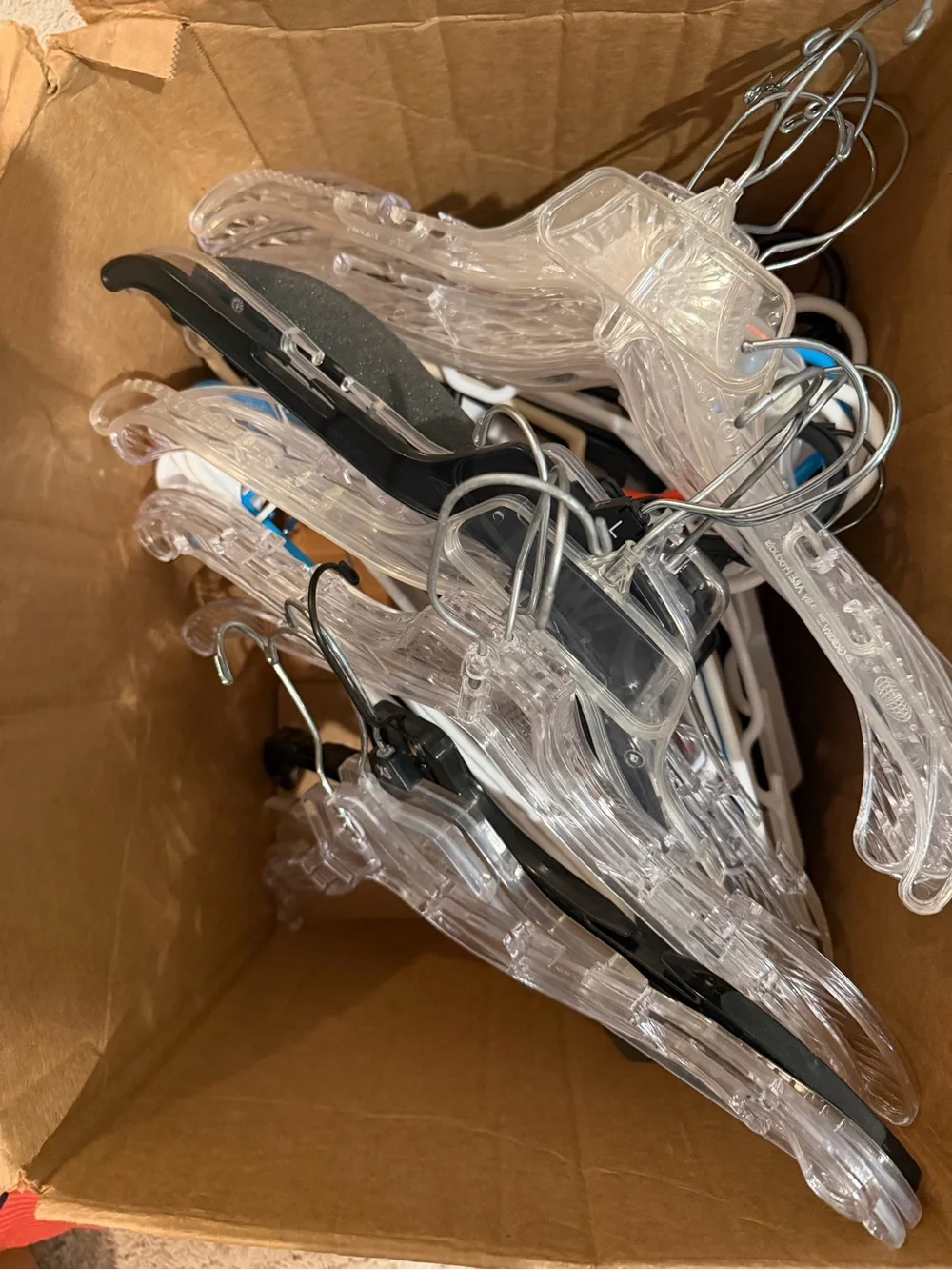 60+ Clothes Hangers Bulk Lot Clear Plastic Metal Mixed Styles